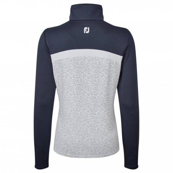 Curved Color Block Full Zip Sweater, Grey/Navy&White - Afbeelding 2