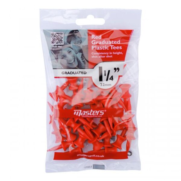 Plastic graduated tees 1 1/4", Rood, 35 stk