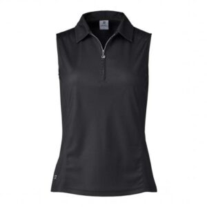 Macy Mouwloos Poloshirt, Zwart