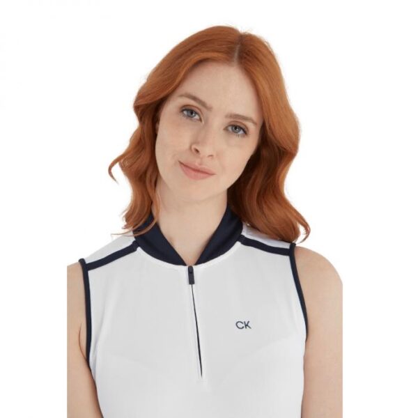 Chenang Mouwloze Polo, White/navy - Afbeelding 6