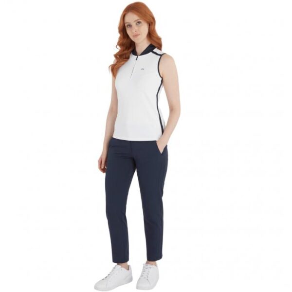 Chenang Mouwloze Polo, White/navy - Afbeelding 7