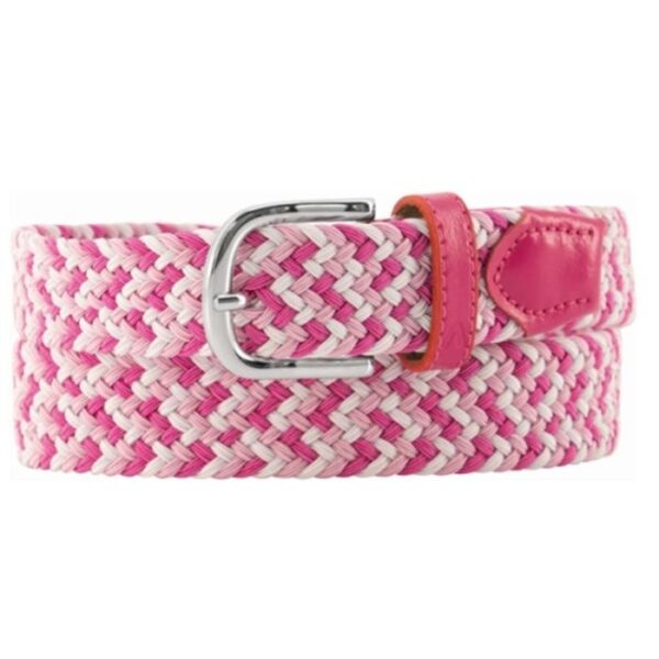 Braided Belt, Multicolor Roze/Wit