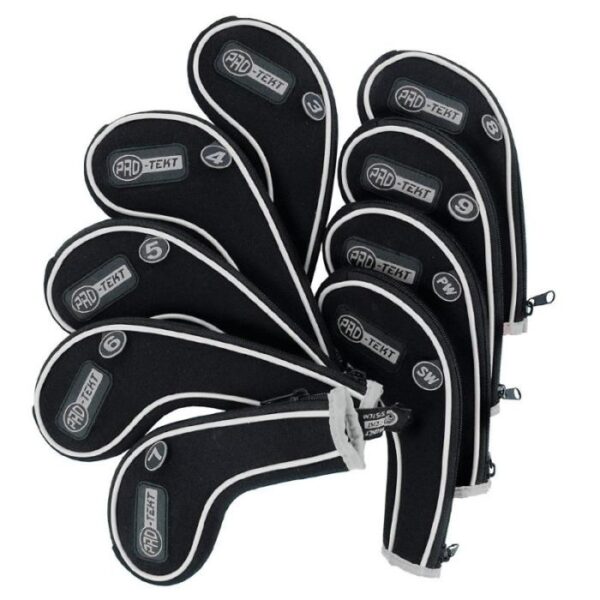 Headcovers ijzerset 9st met ritssluiting, Zwart/Zilver