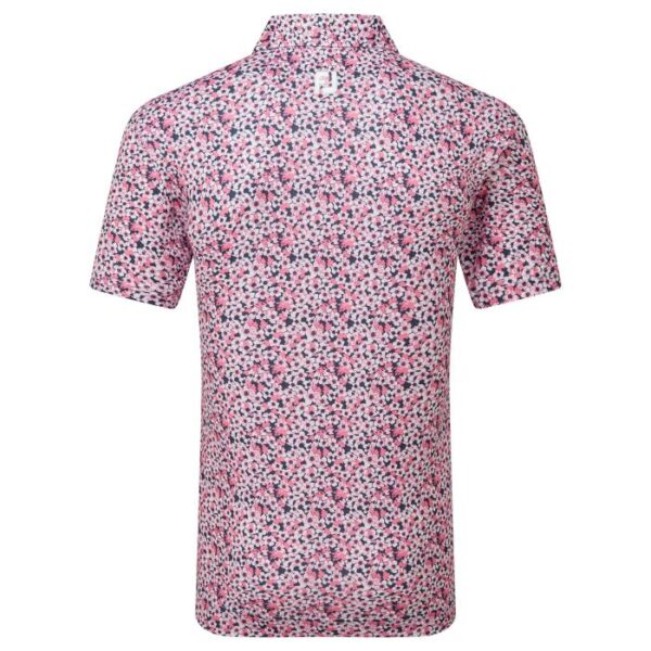 Primrose Print Lisle Polo, Coral Red/Navy/White - Afbeelding 3