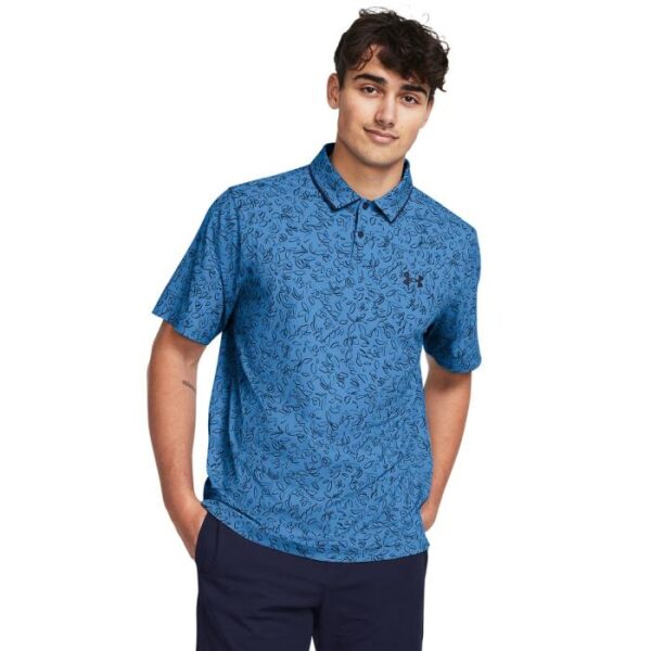 Iso-Chill Verge Polo, Floral Lines Viral Blue/Midnight Navy - Afbeelding 2