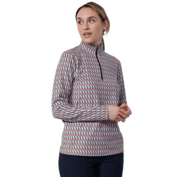 Delta Brushed Half Neck, Orange Multicolor
