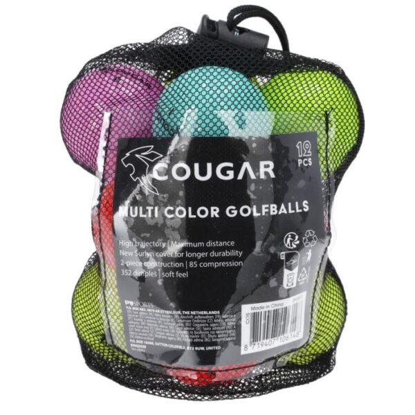 Golfballen Multicolor, 12 stuks in netje