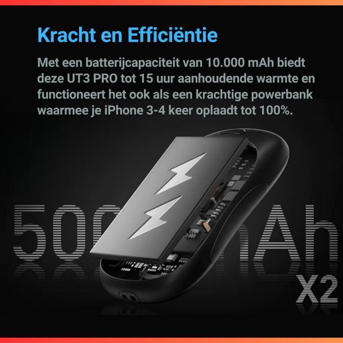 UT3 Pro Zwart/Oranje Elektrische Handwarmer 2st - Afbeelding 6