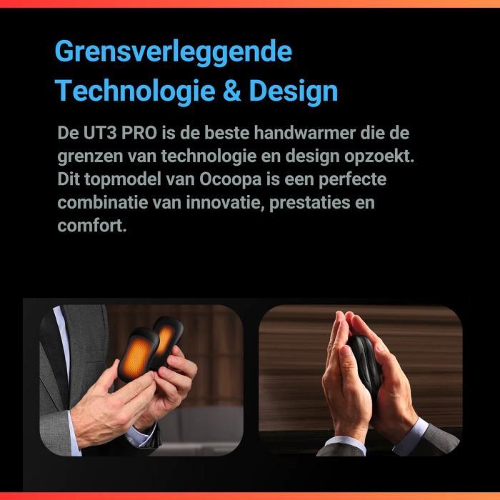 UT3 Pro Zwart/Oranje Elektrische Handwarmer 2st - Afbeelding 2