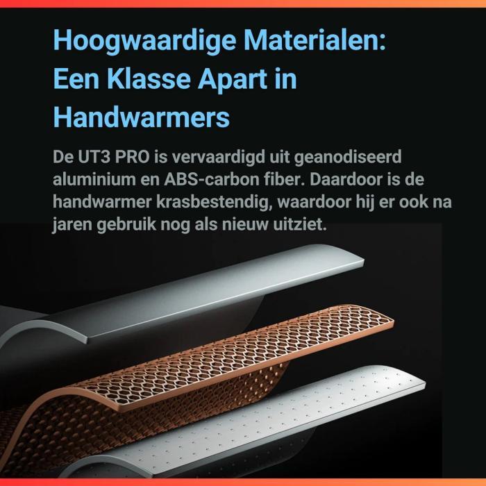 UT3 Pro Zwart/Oranje Elektrische Handwarmer 2st - Afbeelding 7