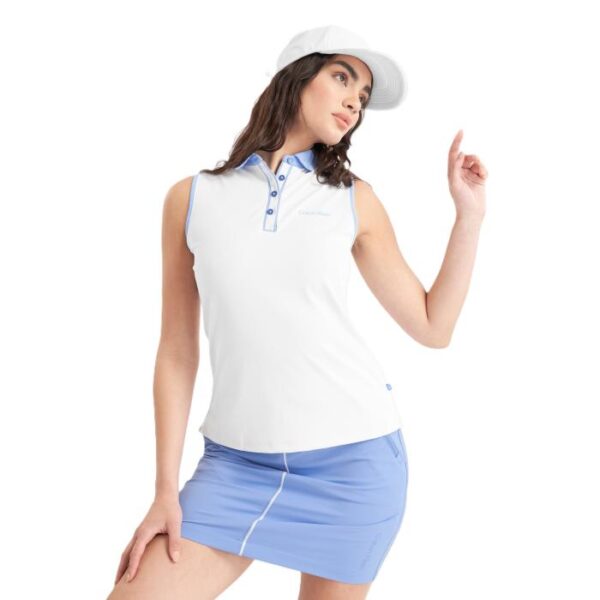 Leigh Mouwloze Polo, White/Cornflower Blue - Afbeelding 7