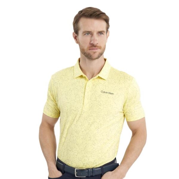 Abstract Watercolour Printed Polo, Lemon - Afbeelding 8