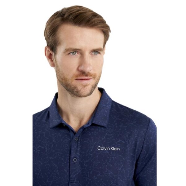 Abstract Watercolour Printed Polo, Navy - Afbeelding 4