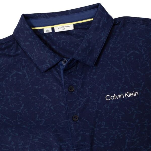 Abstract Watercolour Printed Polo, Navy - Afbeelding 7