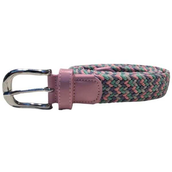 Multicolor Braided Belt, Roze/Paars/Groen/Lila