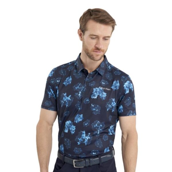 Cyber Floral Printed Polo, Navy - Afbeelding 8