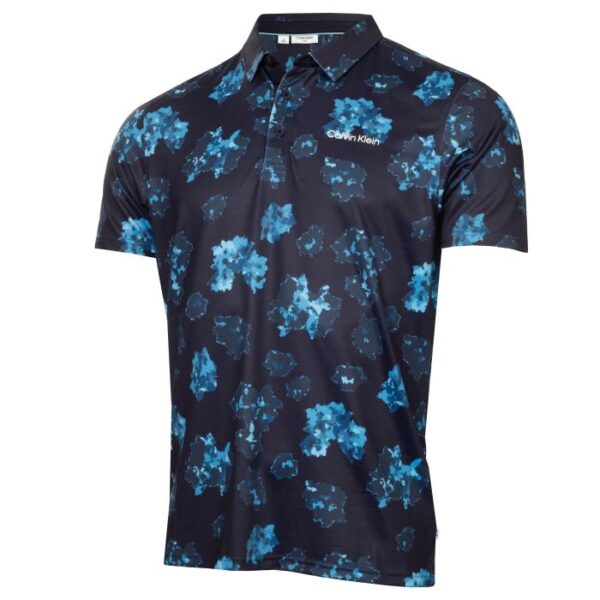 Cyber Floral Printed Polo, Navy