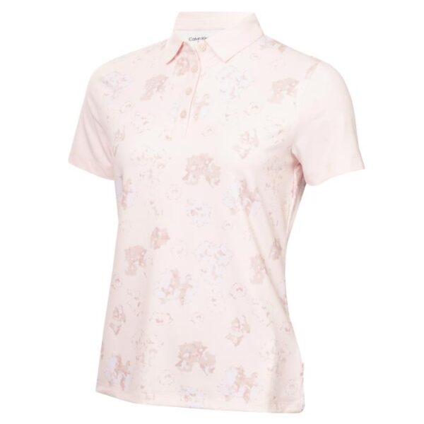 Harmony Printed Short Sleeve Polo, Shell Pink