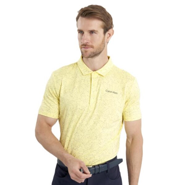 Abstract Watercolour Printed Polo, Lemon - Afbeelding 2