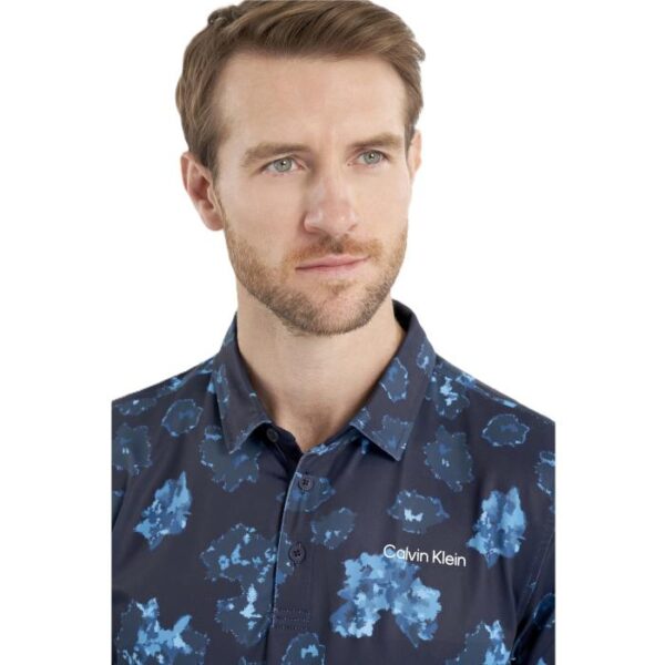 Cyber Floral Printed Polo, Navy - Afbeelding 4