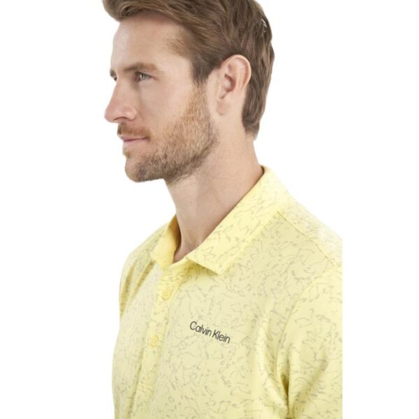 Abstract Watercolour Printed Polo, Lemon - Afbeelding 4