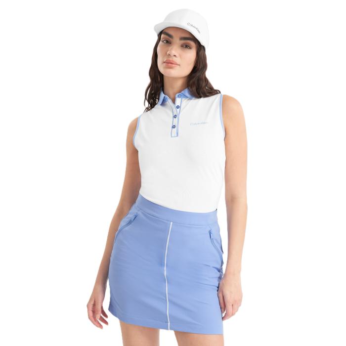 Leigh Mouwloze Polo, White/Cornflower Blue - Afbeelding 2