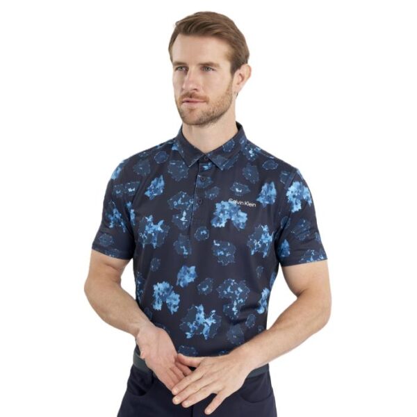 Cyber Floral Printed Polo, Navy - Afbeelding 2