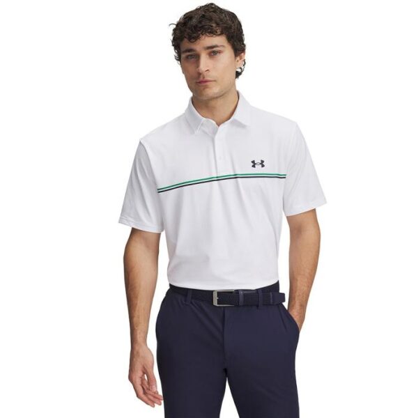 Playoff Polo 3.0 Stripe, White/Team Kelly Green/Midnight Navy