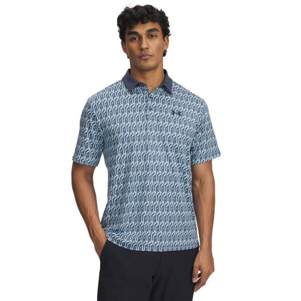 Playoff Printed Club Cube Polo 3.0, Stream/Downpour Gray/Black
