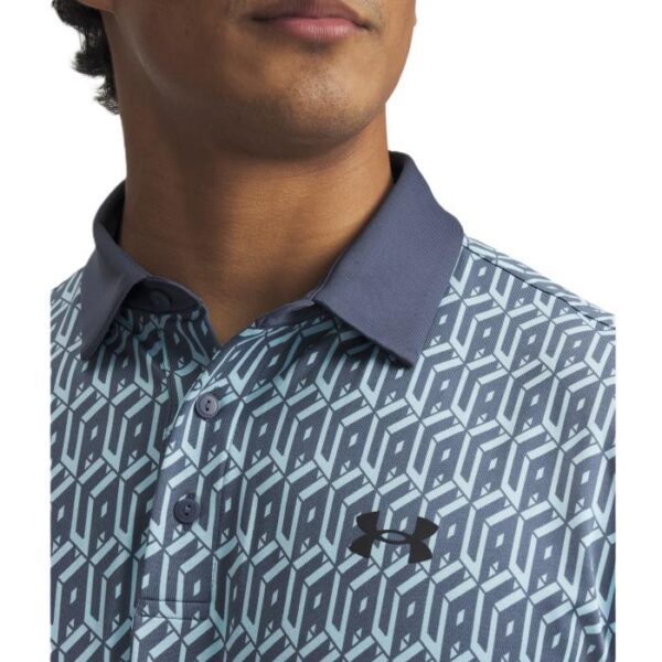 Playoff Printed Club Cube Polo 3.0, Stream/Downpour Gray/Black - Afbeelding 3