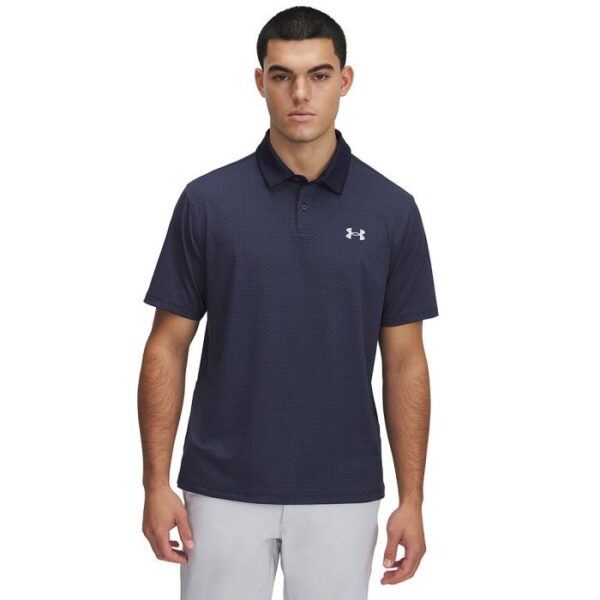 T2G Printed Heritage Polo, Midnight Navy/Halo Gray