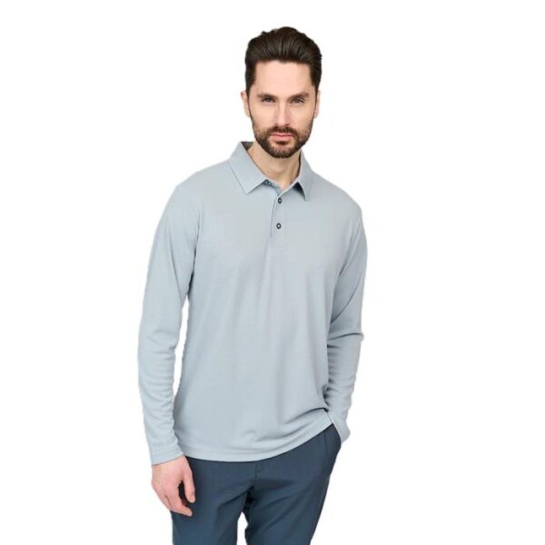 Mens Performance Long Sleeve Polo, Slate - Afbeelding 2