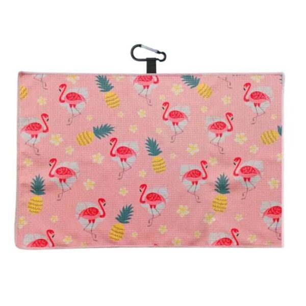 Microfiber golfhanddoek Flamingo's, Roze