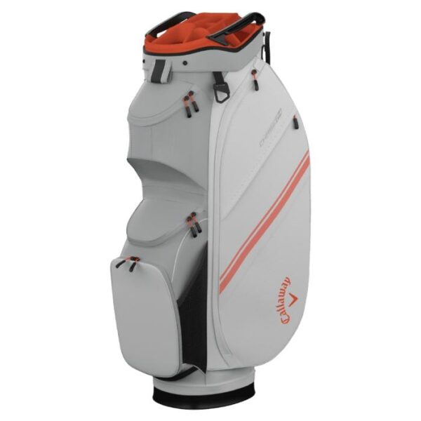 Chase 14 Cart Bag, White/Silver/Orange