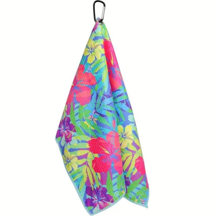Microfiber golfhanddoek bloemen multicolor - Afbeelding 2