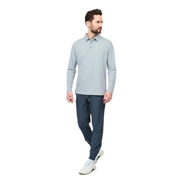 Mens Performance Long Sleeve Polo, Slate - Afbeelding 4