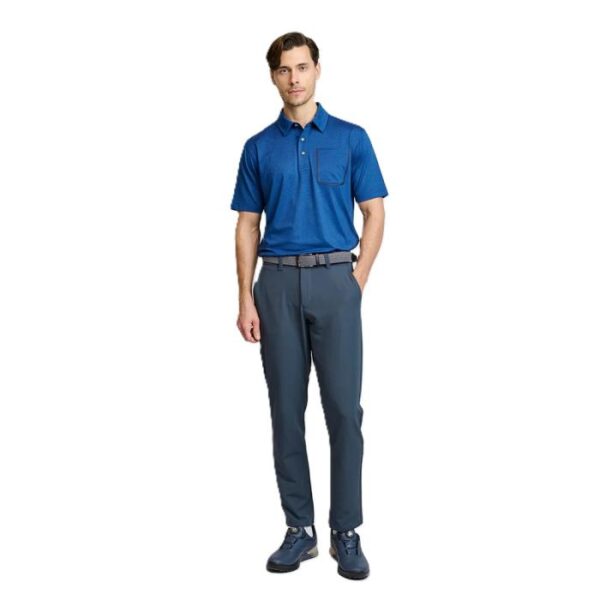 Mens Melange Polo, Marineblauw - Afbeelding 4