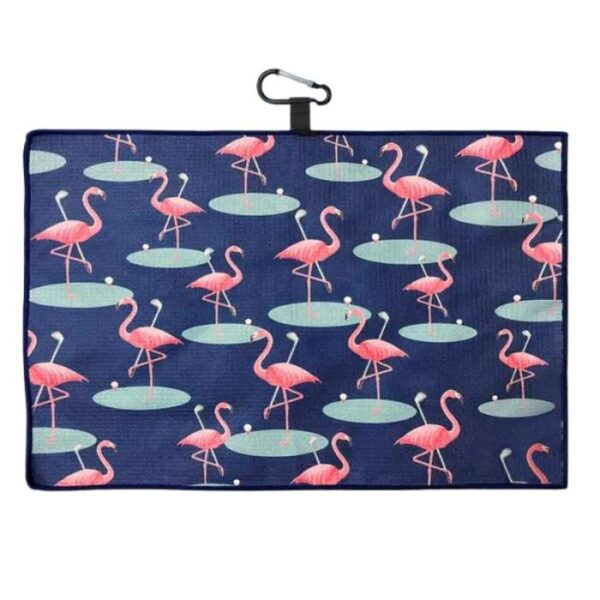 Microfiber golfhanddoek Flamingo's, Navy