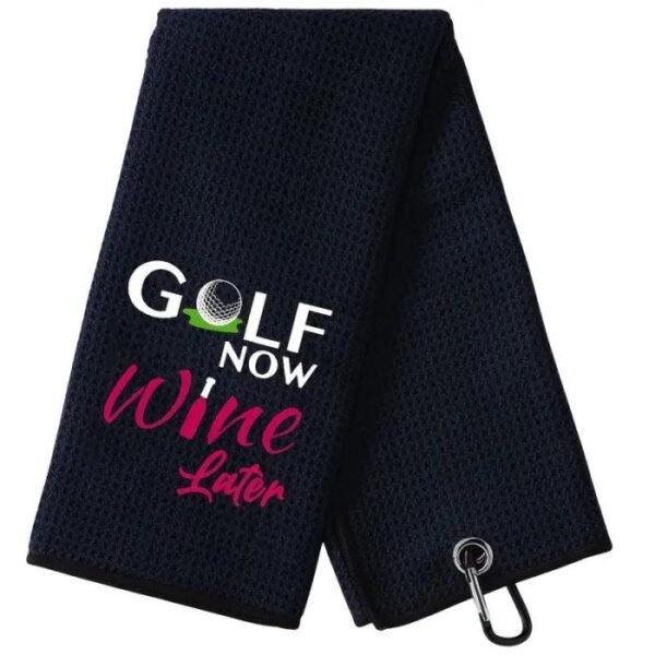 Microfiber golfhanddoek Golf now Wine later