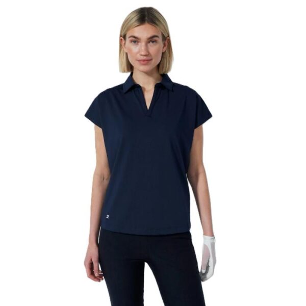 Bella Birdie Cap Sleeve Poloshirt, Navy