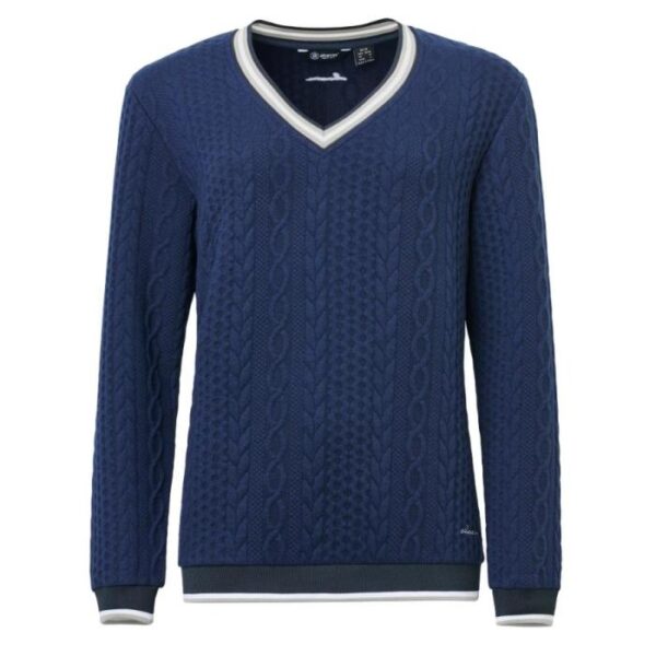 Ladies Woburn Midlayer Pullover, Navy/Stone