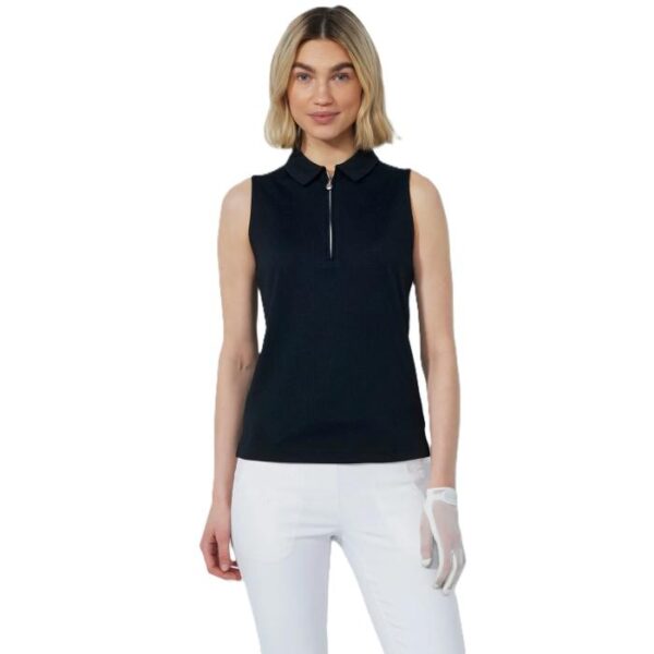 Peoria Sleeveless Poloshirt, Zwart