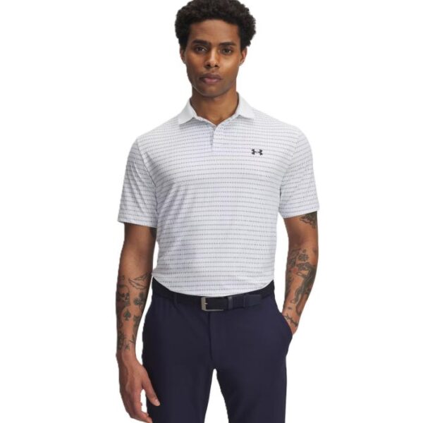 Drive Chill Printed Polo, White/Blue Calm/Midnight Navy