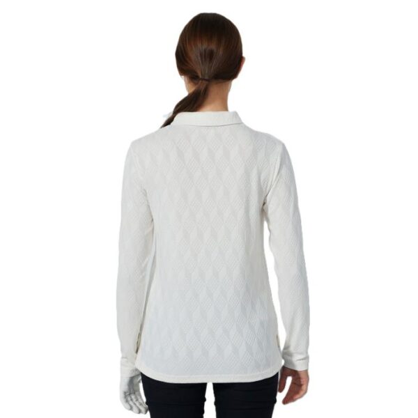 Graphic Jaquard Long Sleeve Polo, Ivory - Afbeelding 2