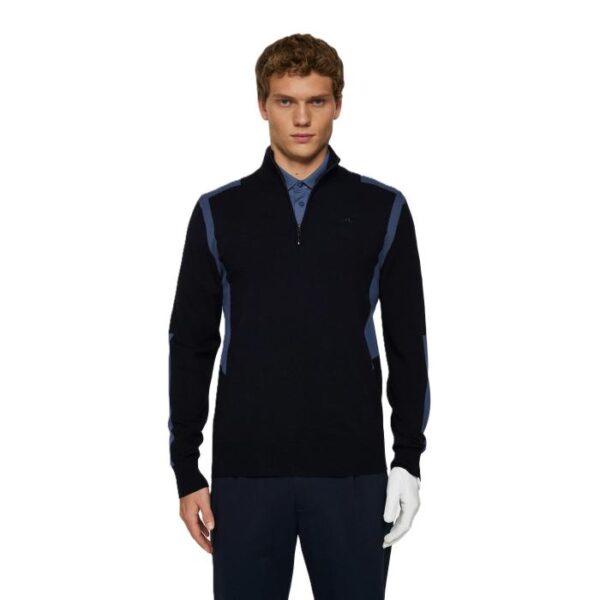 Kendrick Knitted Zip Sweater, JL Navy - Afbeelding 2