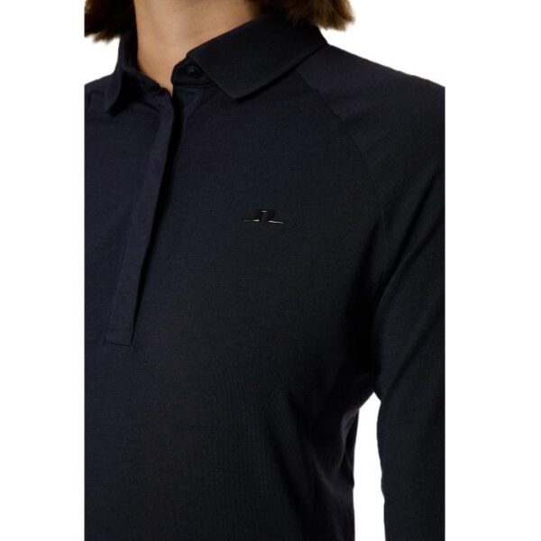 Flor Longsleeve Polo, Navy Melange - Afbeelding 4