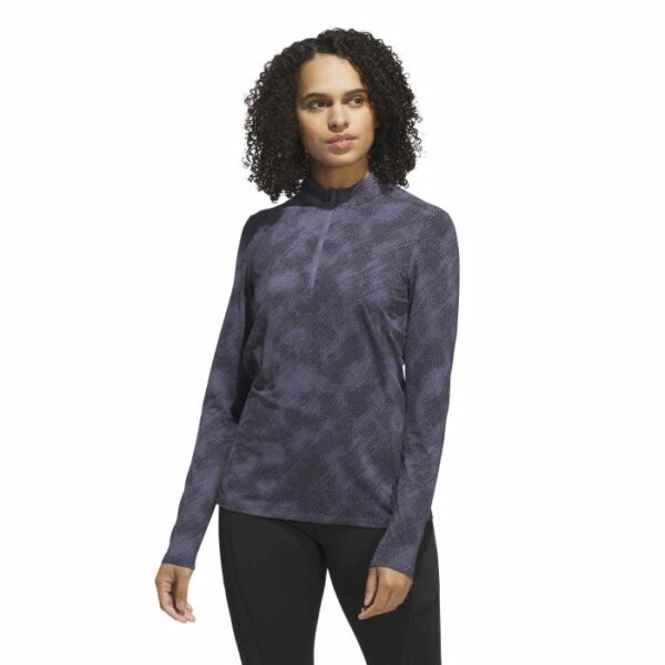 Ultimate365 Printed Quarter-Zip Mock Neck Top, Black - Afbeelding 2