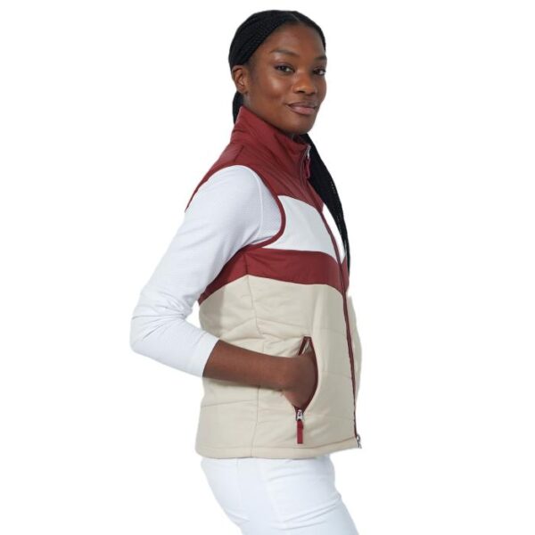 Blockstriped Padded Vest, Raw/Winery - Afbeelding 3