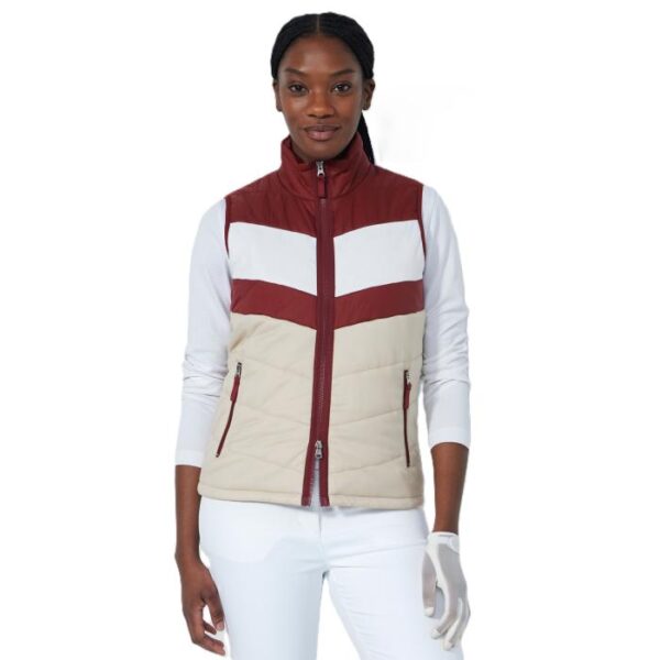 Blockstriped Padded Vest, Raw/Winery