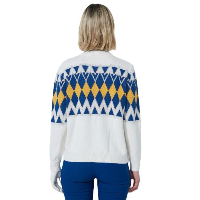 Placed Argyle Cardigan Lined, White - Afbeelding 2